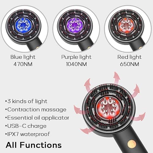 MACNJO 3-in-1 Hair Scalp Massager - Oil Applicator Scalp Care Brush, Portable for Men & Women, IPX6 Waterproof thumbnail 3