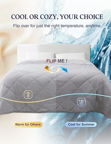 ZonLi Cooling Blanket for Hot Sleepers 50"x70", Q-Max 0.5 Lightweight Cool Touch Breathable Summer Blanket for Night Sweats, All-Season Cold Blankets, Mist Gray thumbnail 6
