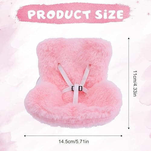 BOXOB Car Seat for Dolls, Cute Safety Have a Seat with Soft Furry Cushion Pink Sofa Car Air Vents Clip Desktop Decor Chair to Display Doll Toy Ornaments Decorations Accessories thumbnail 3