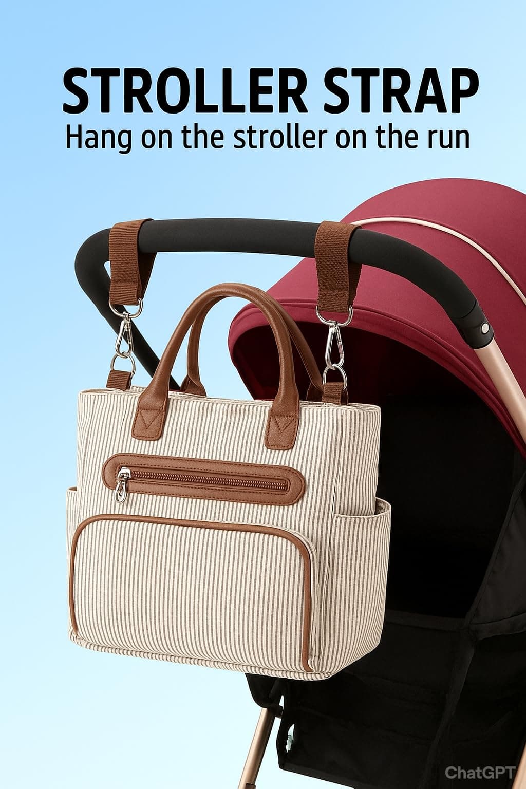 Nappy Bag - Diaper Bag Set - Tote Bag- Comes with BottleBag, SmallBag, Stroller Strap, Clothing Bag, Changing Pad, Coin Purse - Multifunctional Wide Open Style for Easy Access - Water Resistant thumbnail 6