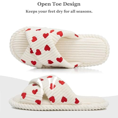 GOEWY Slippers for Women Memory Foam House Bedroom Corduroy Crossbands Open Toe Slides Sandals Shoes Comfy Trendy Gift for womens Anti-Skid sole thumbnail 5