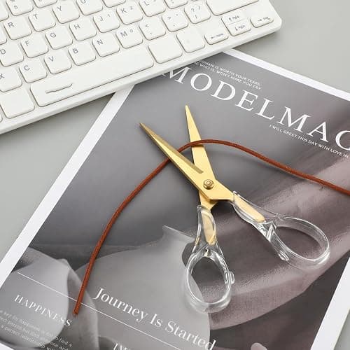 Heavy Duty Gold Craft Scissors - Clear Acrylic Professional Shears for Home, School, Office, Paper, Fabric thumbnail 6