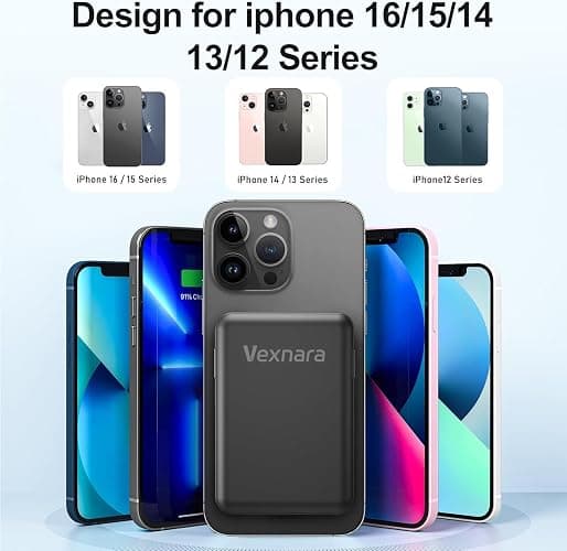 Vexnara for Magsafe Power Bank, 10000mAh Magnetic Power Bank with USB-C Cable and PD 20W USB C Fast Charging LED Display, Wireless Portable Charger for iPhone 17/16/15/14/13/12/Pro/Pro Max thumbnail 6