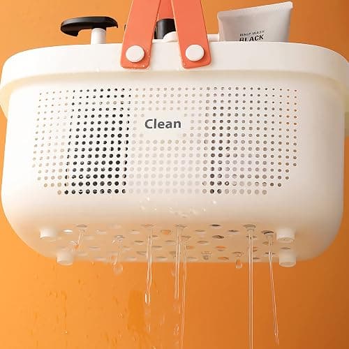 Laigoo Large Portable Shower Caddy Basket, Plastic Storage Basket with Handles Storage Bins Shower Storage Organizer for Bathroom, College Dorm, Kitchen, Bedroom, Gym - Orange thumbnail 6