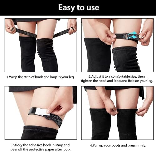 Geyoga 4 Pieces Knee Boot Straps Adjustable Elastic Boot Belts and Straps Thigh High Boots Tape Women Fixed Belt with 28 Pieces Hook and Loop Tape for Knee High Boots thumbnail 5
