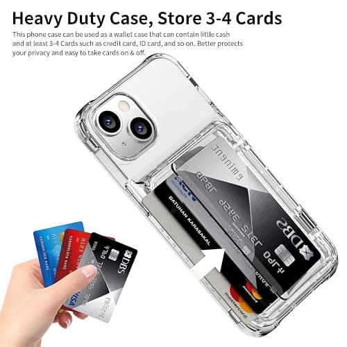 ACANDYA for iPhone 14 Case Wallet iPhone 13 Case Clear with Credit Card Holder ID Card Slot Heavy Duty Protection Shockproof Anti-Scratch Cover for Women Men for iPhone 14/13 6.1 inch Transparent thumbnail 3