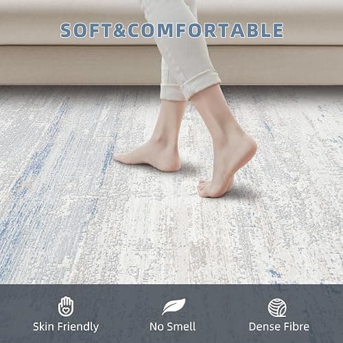 Lbris Washable Rugs 8x10 Area Rugs for Living Room- Modern Abstract Rugs for Bedroom,Dining Room, Large Soft Low Pile Carpet with Non Slip Rubber Backing,Neutral Accent Rug for Nursery Home Office thumbnail 4