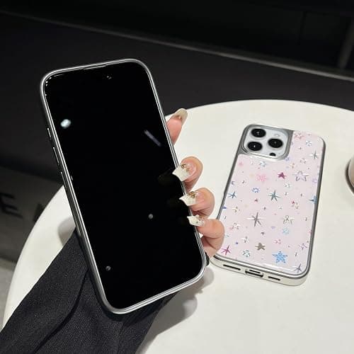 FLIRACON Cute Plating Colored Stars Hard Phone Case Compatible with iPhone Case(White,for iPhone 11) thumbnail 6