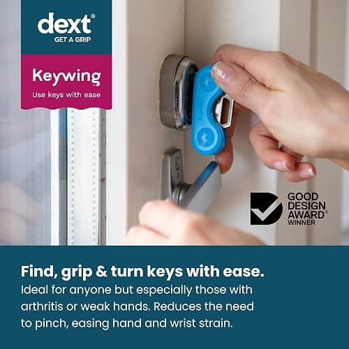 Dext - Keywing Key Turner Aid for People with Arthritis, Parkinson’s, and More, Comfortable and Secure Grip for Weak Hands, Lightweight, Durable, Click-On Design, Suitable for Flat Keys (Multipack, 3) thumbnail 2