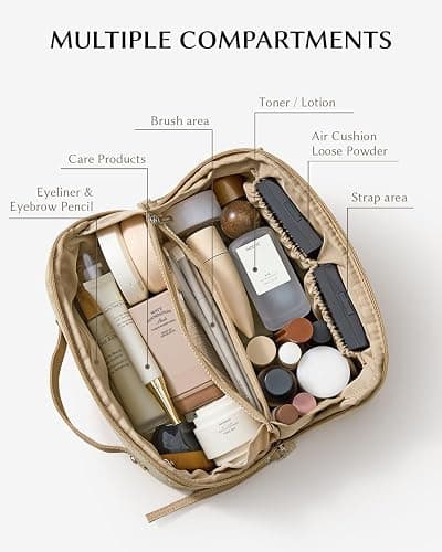 EACHY Travel Makeup Bag,Large Capacity Cosmetic Bags for Women,Waterproof Portable Pouch Open Flat Toiletry Bag Pattern Makeup Bag thumbnail 2