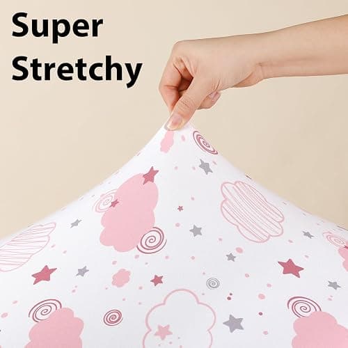FIEMOL Baby Crib Sheets Girl, 3 Pack Toddler Bed Sheets Fitted for 52”x28” Standard Crib and Toddler Mattresses, Super Soft Microfiber Pink Rainbow thumbnail 4