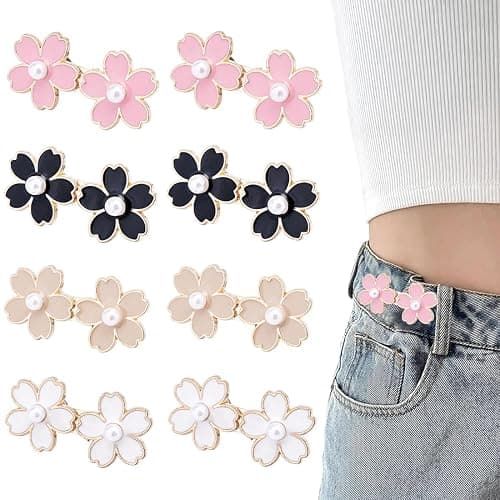 EIHI 8 Paires Boutons Jeans Clipsable, Pince pour Pantalon Trop Large, Serre Taille Pantalon, Bouton Jean Ajustable, Serre-Taille Ajustable, Pas De Couture Pour Jeans Larges, Pas De Couture Nécessaire - Image 1