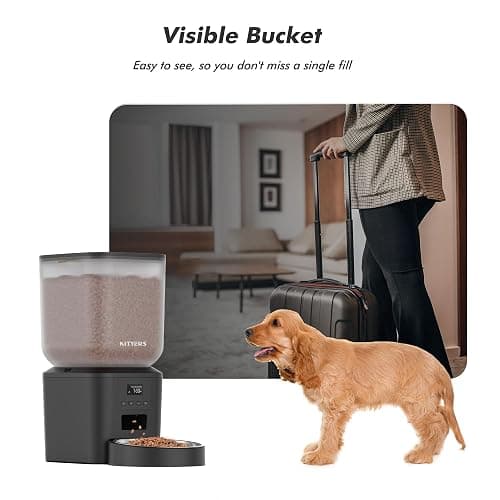 Automatic Dog Feeder - 8L/34 Cups Large Capacity Automatic Cat Food Dispenser with LCD Screen, Large Food Tray, Battery Operated, Timed Cat Feeder, Up to 50 Portions 6 Meals Per Day, Keeps Fresh thumbnail 9