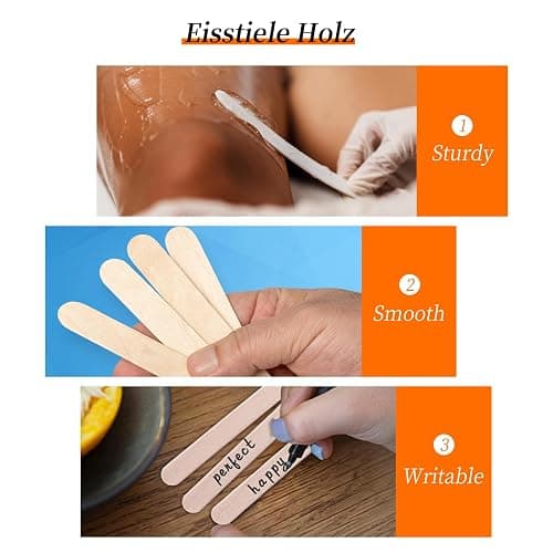 XDLOIFN 50 Stück Eisstiele Holz, Holzstäbchen zum Basteln, DIY Handwerk Eisstiele zum Basteln fur Kinder - 114 mm x 9 mm x 2 mm thumbnail 4