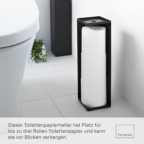 Yamazaki 7851 TOWER Toilettenpapierspender, schwarz, Stahl, minimalistisch, 11.5 x 11.5 x 38.5 cm thumbnail 4