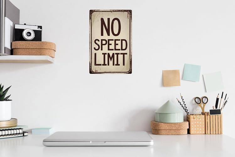Street Signs For Bedroom Car Wall Decor Grunge Room Decor Vintage Room Decor No Speed Limit Signs Vintage Reproduction Funny Garage Man Cave Metal Sign 8x12 in thumbnail 2