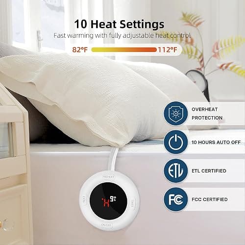 Gotcozy Heated Mattress Pad Queen Size Dual Control - Electric Mattress pad fit up to 15‘’with 10 Heat Seatings & 10 Hour Auto Off ETL Certified Machine Washable(Blue) thumbnail 5