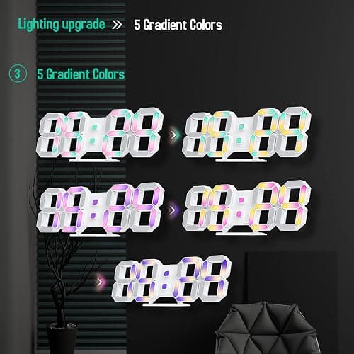 EDUP HOME 3D LED Neon Digital Desk Wall Alarm Clock RGB Night Light 7 Colors 9.7" with Remote Control for Bedroom/Living Room/Kitchen/Office, Adjustable Brightness,12/24 Hr, Time/Date/Temperature thumbnail 8