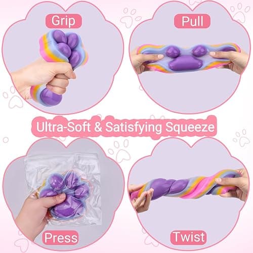 Big Taba Squishy Cat Paw Fidget Toy, Squishies Squeeze Toys for Girls 4-8, Ultra-Soft Sticky Sensory Toy Party Favors for Kids 8-12, Autism Stress Relief (Purple) thumbnail 5