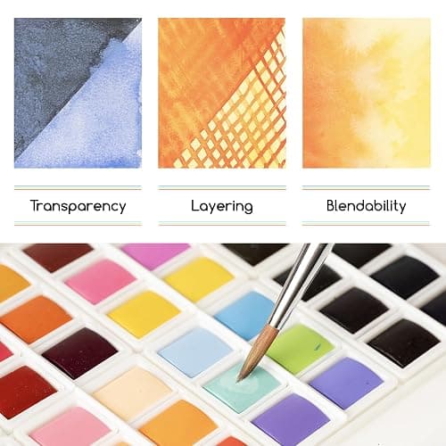 MEEDEN Watercolor Paint Set 96 Colors in Portable Box, Paint Kit with Brush, Palette, Art Supplies, Customizable Color Blocks, Bright Watercolors Travel Set for Adult Teens Beginner Amateur Artists thumbnail 4