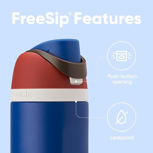Owala Marvel FreeSip Insulated Stainless Steel Water Bottle with Straw for Sports and Travel, BPA-Free Sports Water Bottle, 24 oz, Captain America thumbnail 4