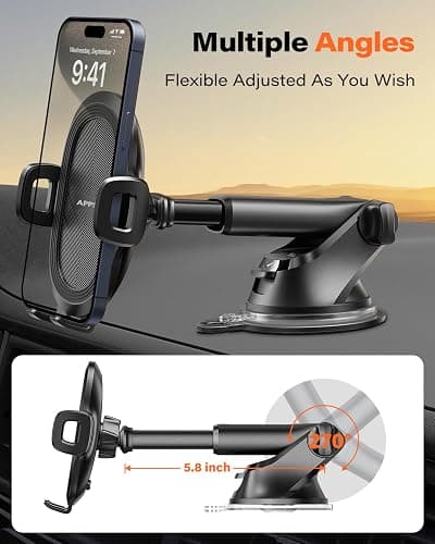 APPS2Car Suction Cup Phone Mount, Universal Phone Holders for Your Car Windshield/Dashboard/Window, Cell Phone Holder Car with Sticky Gel Pad, Compatible with iPhone, Samsung, All Cellphone thumbnail 4