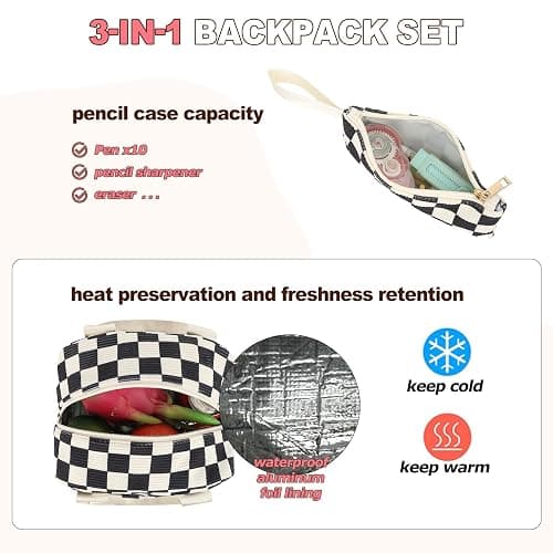 Liumaverse Corduroy Backpack Set for Teen Girls, 3PCS Kids Backpack with Lunch Box Pencil Pouch, Lightweight Travel Daypack thumbnail 5