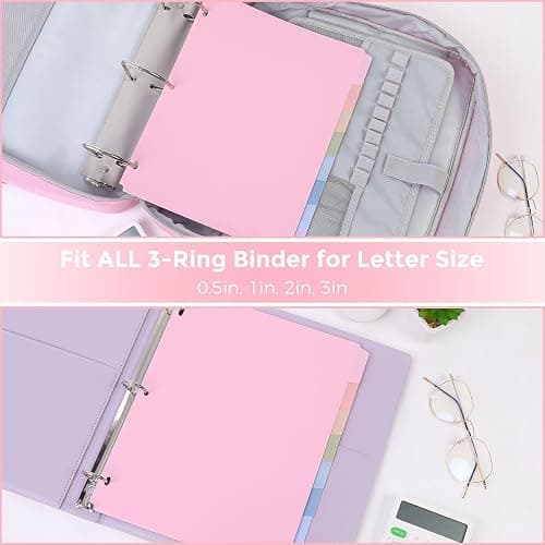 SKYDUE 8 Tab Durable Plastic Dividers, Big Tab Dividers for 3 Ring Binder, Write & Erase 3 Ring Binder Dividers with Tabs, with Sticker Labels, 1 Set, Aesthetic Pastels Binder Dividers thumbnail 5