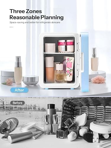 Reemix Skincare Fridge, Mini Beauty Fridge with LED Mirror, 4L Portable Small Refrigerator for Bedroom, Car, Office & Dorm, Cooler & Warmer (Aqua) thumbnail 3
