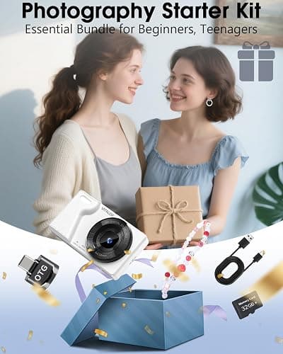 Vitaler Digital Camera with Front Rear Lens, Autofocus 64MP 4K Camera for Photography with 32GB Card, Portable Compact Point and Shoot Camera for Teens Adult Beginner with Metal Shell, 2000mAh Battery thumbnail 9