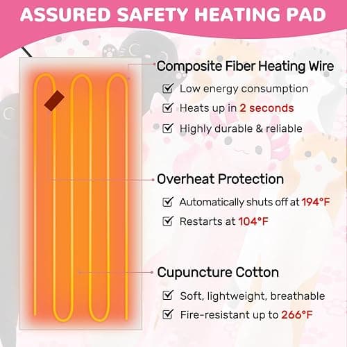 Cat Heating Pad for Period Cramps Menstrual Pain Relief, Portable Electric Heat Pads USB Powered, Cute Cats Plush Stuffed Animals Funny Gifts for Women Teen Girls Cat Lovers Birthday Easter Christmas thumbnail 8