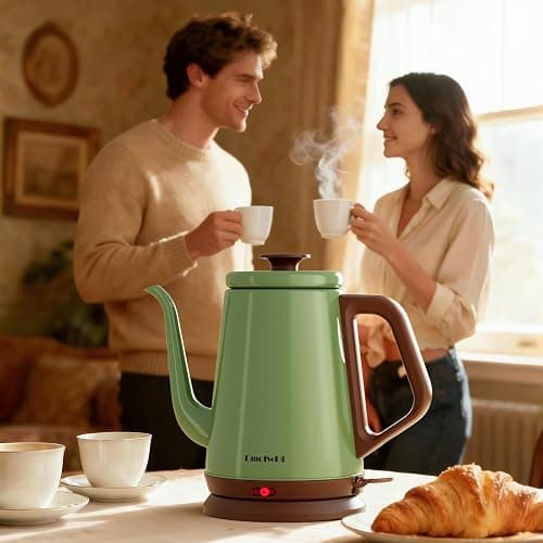 DmofwHi Gooseneck Electric Kettle(1.0L), 100% Stainless Steel BPA Free Classic Pour Over Coffee Kettle | Tea Kettle - Green thumbnail 8