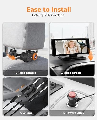 Baby Car Camera for 2 Kids, Dual Channel with 7.2" 1080P Crystal Clear Display, Easily Install Car Seat Camera with 2 IR Night Vision Cameras, Safety Back Seat Baby Camera for Rear Facing thumbnail 6