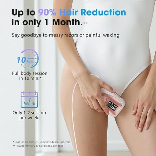 Oreeth Laser Hair Removal Device, at-Home IPL Hair Removal for Women & Men - Safe 45°F Ice-Cooling Contact for Painless & Long-Lasting Results, 86% Hair Reduction in 3 Weeks for Full Body, Gold/White thumbnail 4