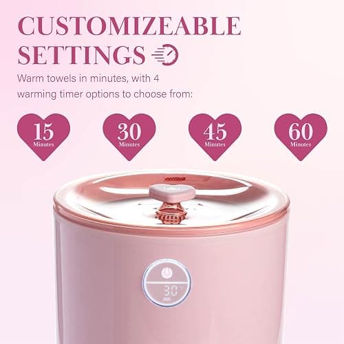 Paris Hilton 20L Luxury Towel Warmer, Built-In Aromatherapy Compartment, Touchscreen Control with Delay Start Timer and Preset Timers, Fits 2 Bath Towels or Throw Blanket, Pink thumbnail 4