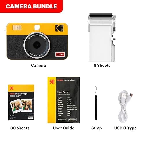 KODAK Mini Shot 2 Retro 2x3” Instant Digital Camera & Photo Printer, 38 Sheets, 2-in-1 Portable Print Camera, Bluetooth Smartphone Printer for iOS & Android, 4PASS Dye Sublimation, White thumbnail 9