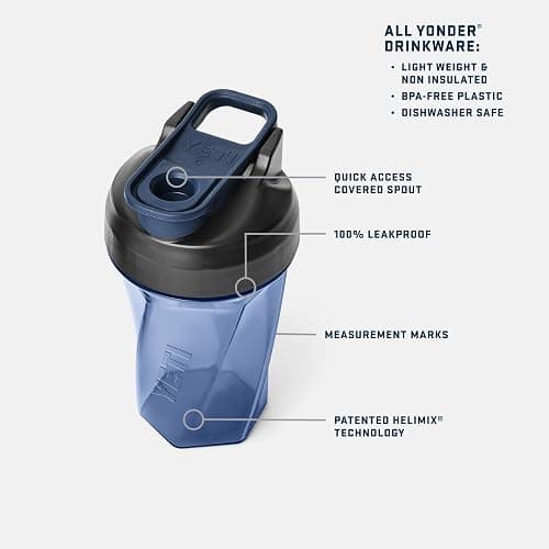 YETI Yonder Helimix Vortex Blender Shaker Bottle Holds up to 20oz | No Blending Ball or Whisk | USA Made | Portable Pre Workout Whey Protein Drink Shaker Cup | Dishwasher Safe, Charcoal thumbnail 4