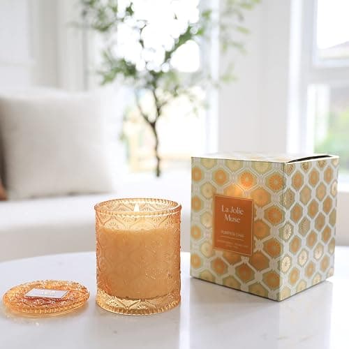 LA Jolie Muse Pumpkin Chai Scented Candle, Autumn Candle, Natural Soy Candle, 40 Hours Burning Time, Luxury Candle Gift for Women & Men, House Warming Gift thumbnail 2