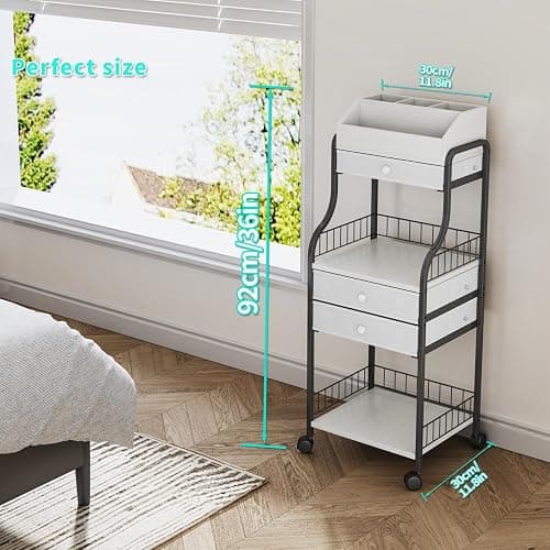 HapiRm Floor Makeup Organizer Storage - Vanity Skincare Make Up Organizers and Storage with Drawers, Cosmetics Display Cases Holder for Skin Care Nail Polish Perfume Makeup Brush thumbnail 3