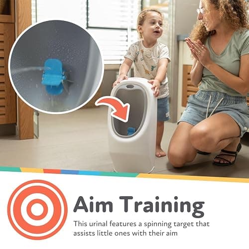 Nuby My Real Training Urinal - Freestanding - With Life-Like Flush Button and Sound - Potty Training for Boys - 18+ Months - White thumbnail 6