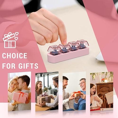 FunnAura Keyboard Fidget Toy with LED, 4 Button Keychain Toys Gift for Boys Girls(Pink) thumbnail 8
