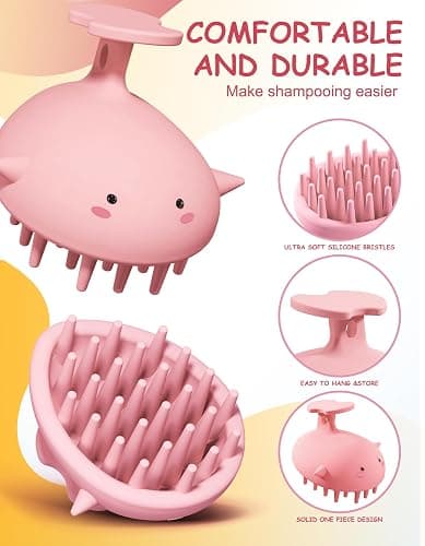 Scalp Massager Hair Growth Shampoo Brush, Silicone Scalp Scrubber Shower Scalp Brush for Hair, Head Massager Scalp Exfoliator for Dandruff Removal, Wet Dry Scalp Massage Tool for Hair Care, Pink thumbnail 6