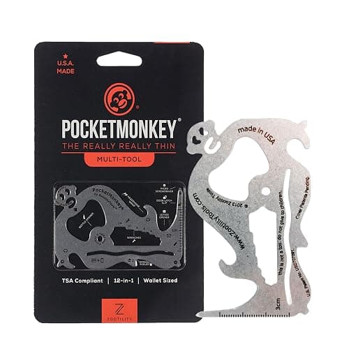 Wallet Multi-Tool, PocketMonkey 12-in-1 Credit Card Tool, Bottle Opener, Stainless Steel, MADE IN USA - Image 1