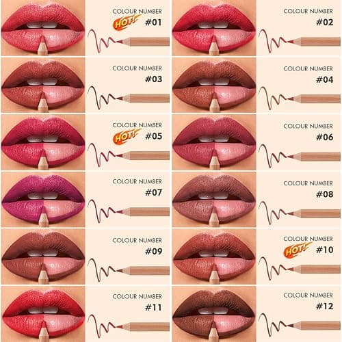 KIMIEYE 12 Colors Lip Liner Set, Matte Finish Series Lip Liners Pen, Set A | for Women, Long Lasting Waterproof Smooth High Pigmented Lip Pencil for Daily Makeup thumbnail 4