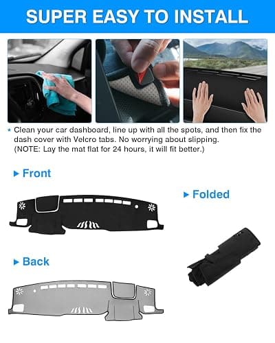 Autorder Dashboard Cover Mat for Toyota Highlander 2020 2021 2022 2023 2024 2025 2026 Accessories Dash Cover Flannel Dash Mat Sunshade Glare UV Rays Protector(Compatible with or Without Display) thumbnail 5