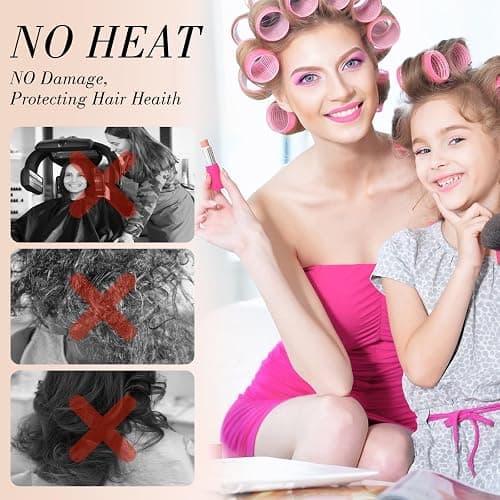 Obeoby 4 Sizes Hair Rollers for Women, Hair Curlers with Clips Comb Curlers for Long Short Curly Hair and Bangs (25, 36, 48, 60mm), Pink Gifts thumbnail 5