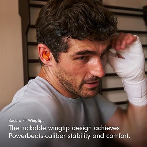 Beats Powerbeats Fit - Wireless Noise Cancelling Workout Earbuds with Secure-Fit Wingtips, Up to 30-Hour Battery Life, Sweat & Water Resistant, Apple & Android Compatible - Spark Orange thumbnail 4