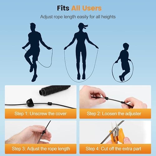 Jump Rope,Tangle-Free Rapid Speed Jump Rope with Ball Bearings for Men,Women and Kids,Adjustable Steel Skipping Rope with Ergonomic Foam Handles,A Ideal Equipment and Accessories for Workout,Fitness,Exercise,Home Gym,Slim Body thumbnail 7