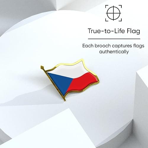 Czech Republic (Czechia) Flag Lapel Pin - Enamel Metal National Badge | World Travel Souvenir Gift for Men Women | Country Flag Patriotic Brooch Bulk Pack of Pins for Hat, Tie, Clothes, Backpack (1pc) thumbnail 4