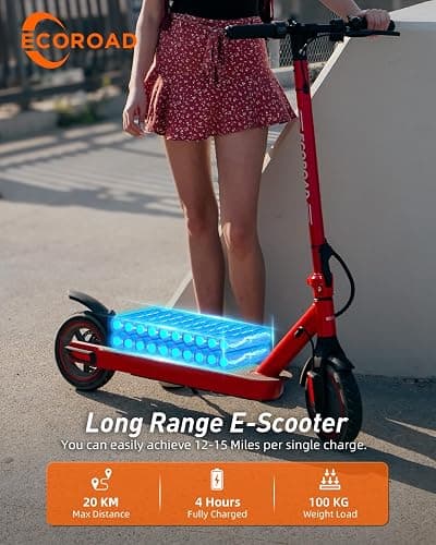 ECOROAD EC6/EC8 Electric Scooter for Adults, 20/29KM Range, 350W/450W Motor, 30KM/H Top Speed, 8.5"/10'' Tires, Foldable Commuter E Scooter with Turn Signal, Dual Brakes thumbnail 4